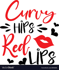 curvy hips red lips on white background