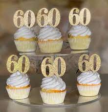 60th birthday cupcake toppers set of