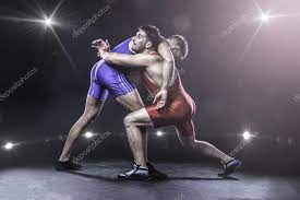 freestyle wrestlers in action stock