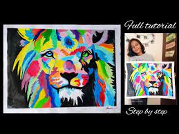 Colorful Lion Painting Pop Art Step