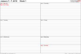 Weekly Calendar 2018 Uk Free Printable Templates For Excel