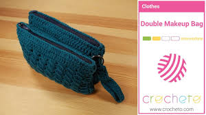 learn how to crochet double makeup bag