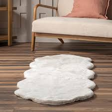 nuloom eline faux sheepskin machine washable area rug white 2 x 6