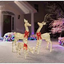 Deer Family With Warm White Led Lights