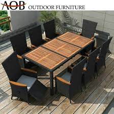Teak dining sets develop a patina that makes them look better with age. 8 Seater Chinese Hot Sale Aluminum Outdoor Garden Furniture Dining Chair And Table China Outdoor Furniture Patio Furniture Made In China Com