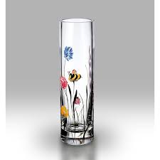 Bees And Ladybird Hand Painted Glass Vase