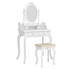 modern white vanity set makeup table with 4 drawers 56 in h x 29 5 in w x 15 7 in d