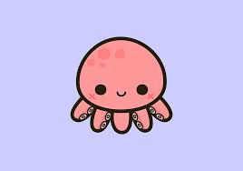 Cute Octopus Cartoon Drawing gambar png
