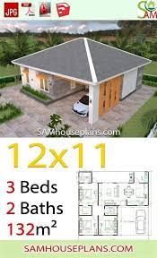 House Plans 12x8 With 3 Bedrooms Hip