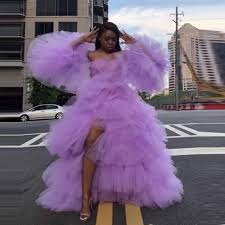 lavender high leg purple prom dresses
