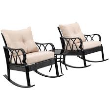 Outsunny 3 Piece Rocking Chair Bistro