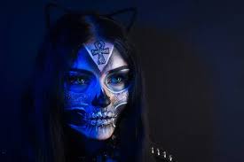 cat makeup halloween stock photos