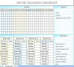 Weekly House Cleaning Schedule Template Hostinglabs Co