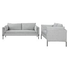 Harper Bright Designs Modern 2 Piece Straight Linen Fabric Top Gray Sofa Set 2 Plus 3 Seat