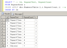 repeat rows n times using sql based on