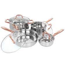 stainless steel cookware set in chrome