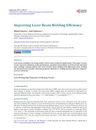 improving laser beam welding efficiency
