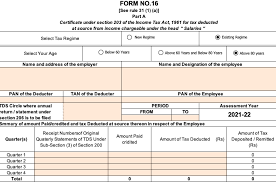 form 16 excel format for ay 2021 22 fy