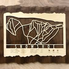Snowshoe Ski Decor Map Art Gift Skiing