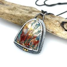 plume agate necklace ocean jewelry