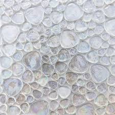 iridescent pebble glass mosaic clear