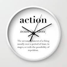 Action Definition Black Wall Clock By