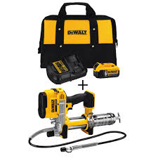 They are convenient to use and are usually among the most powerful grease guns. Dewalt 20 Volt Max Cordless Grease Gun With Bonus 20 Volt 5 0ah Battery Pack And Charger Dcb205ckw571b The Home Depot