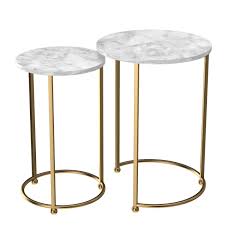 Shop for nesting tables in end tables. Faux Marble Nest Of Tables In White With Gold Metal Bases Meghan Meg003 Ebay