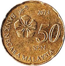 1989~1996 malaysia 2nd series ($/rm) 1 coin. 50 Sen Malaysia Numista