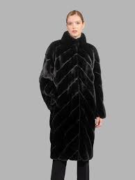 Diagonal Black Mink Fur Coat Finezza Fur
