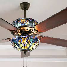 Blue Stained Glass Ceiling Fan Tiffany