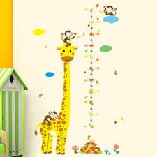 Details About Giraffe Kids Height Animal Decal Decor Wall Sticker Chart Measure Growth V