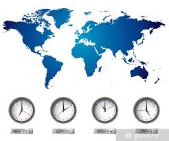 World Map And Time Zone Clocks