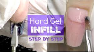 hard gel infill on acrylic nails