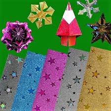 1) to make your origami lucky stars, you will need a strip of paper. Star Holographic Metallic Glitter Gold Foil Origami Chiyogami Christmas 15cm Ebay