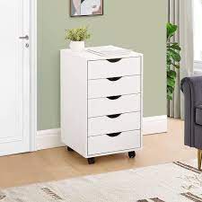 5 drawers white wood storage dresser