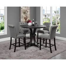 Took a bit of searching, but we finally found the right counter height table and pub chair set (not an easy task) in the perfect shade of gray (it seems like everything else out there is a greenish. Siena Distressed Black Finish 5 Piece Counter Height Dining Set Pedestal Round Table With 4 Chairs Overstock 30619175
