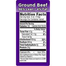 ground beef 96 lean 4 fat label