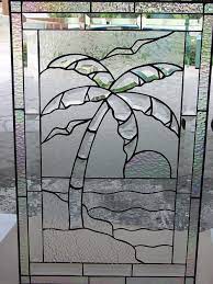 Beveled Palm Tree On Beach Stained Glass