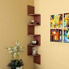 5 Shelves Wooden Corner Wall Mounted Shelf