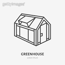 Greenhouse Flat Line Icon Garden Cold