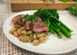 lamb backstrap with creamy er beans