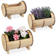 Relaxdays 3x Barrels Flowerpots In