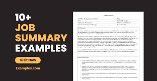 job summary 10 exles format pdf