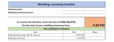 wedding ceremony timeline schedule