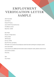 employment verification letter sles