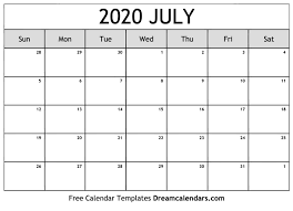 Printable Blank July 2020 Calendar On We Heart It