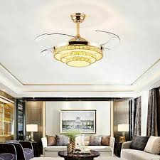 Rs Lighting European Crystal Ceiling Fan 42 With Four Retractable Blades For Sale Online Ebay