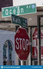 Ocean and Main Street Sign Stock Photo ...