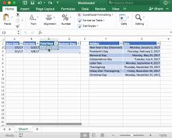 calculate business days between two